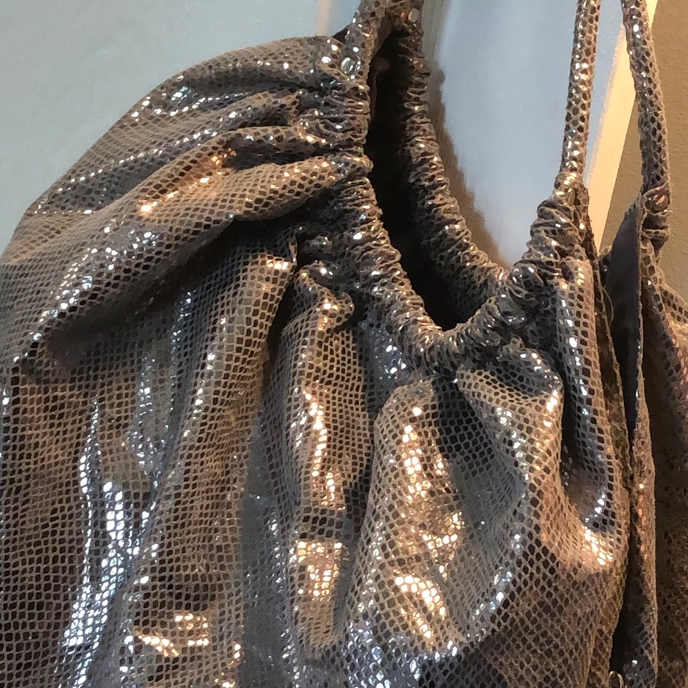 Metallic beach bag